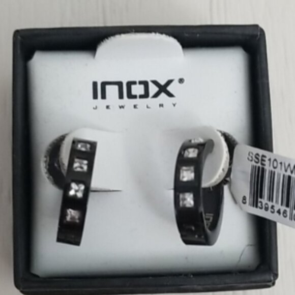INOX Stainless Steel Unisex Mini Hoop Earrings - Picture 4 of 5